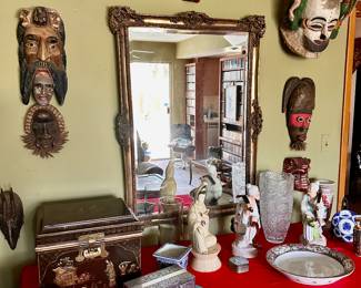 African/Mexican Masks and Asian Figures
Gold Frame Mirror