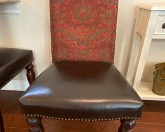 Faux leather/brocade high back dining chair. There are four of these.