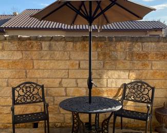 Four piece patio table with umbrella