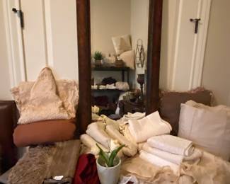 Beautiful new with tags cotton gauze curtains, pillow shams, bed skirt,