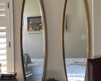 Large, heavy metal, long oval Beveled ship style mirrors