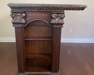 Absolutely beautiful mahogany finish wood and granite top bar with lots of storage
