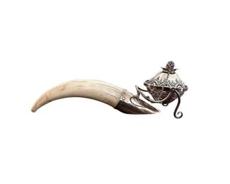 Antique Sterling Silver and Tusk Cigar Lighter