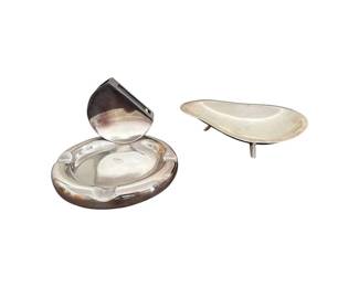 Sterling Silver Footed Pear Tray and Claridges Strike Ashtray
