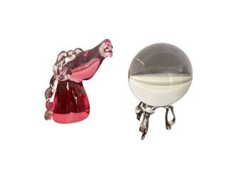 Archimede Seguso Murano Italy Crystal Horse & Crystal Ball on Stand