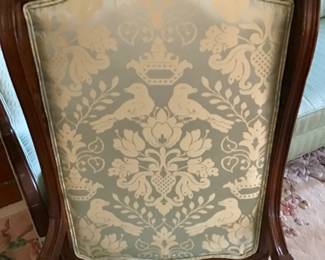 Louis XV Style chair upholstered in premium silk designer fabric. 