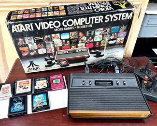 Atari Video Computer System with 6 Games. We could not get it to work with the hardware available to us.  Games not tested. 