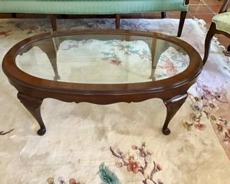 Cherry glass top coffee table