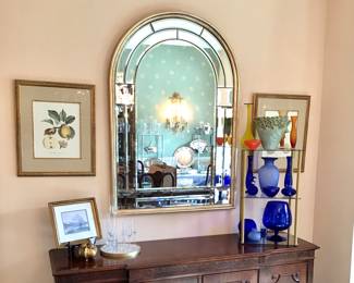 Domed Hollywood Regency console mirror. Possibly LaBarge.