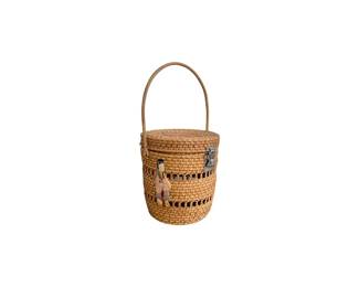 Chinese Woven Wedding Basket with Silk Applique