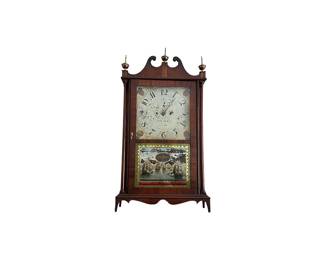 Antique Herman Clark of Plymouth, CT Pillar & Scroll Clock by Eli Terry