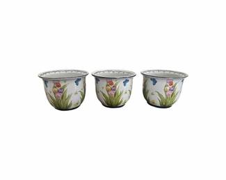 Tulips Ceramic Cachepots, Set of 3