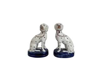 Antique Staffordshire Dalmatian Dog Figurines, Pair