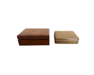 Pattberg Novelty Genuine American Walnut Box and Patterned Trinket Box