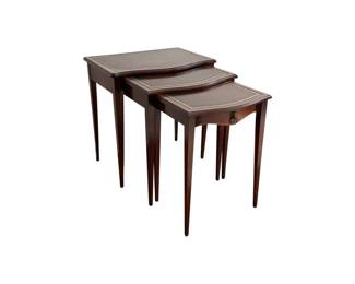 Vintage Nesting Tables with Leather Tops