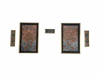 Framed Qing Chinese Embroidery Silk Artwork, Set of 5
