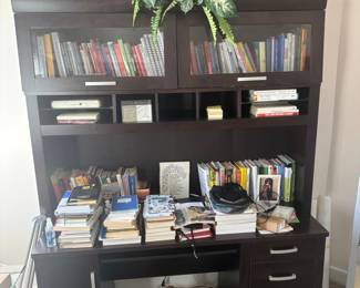 Office BookCase with Desk 76"H 23.5"D 59.5"L Nicely made with Glass door cabinet