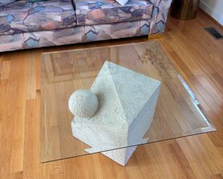 80's Post Modern Coffee Table 17"H 36"D 36"L