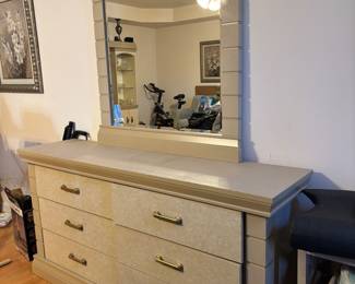 80's Dresser With Mirror 81"H 17"D 27.5"H