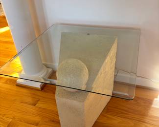 Vintage 80's Post Modern Side Table. in great condition 22" H 27"D 27"L