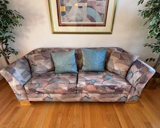 80's Multi Colored Sofa 27"H 36"D 87"L