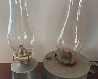 Vintage aluminum base oil lanterns