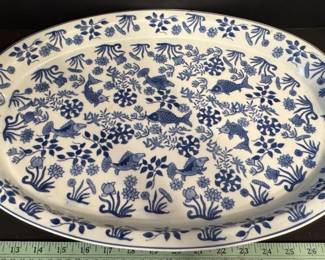 Blue and white fish platter