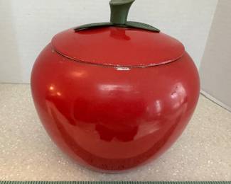 Vintage aluminum apple cookie jar