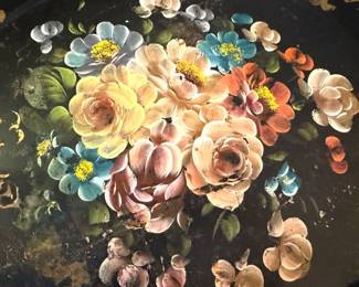 Closeup of vintage tole tray