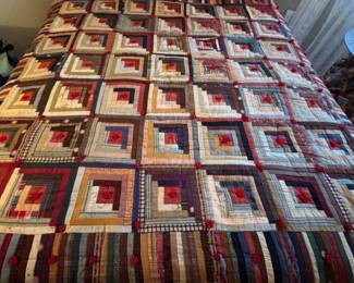 Handmade log cabin quilt