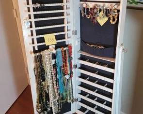 Mirrored front jewelry armoire
