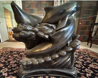 Dolphin theme base to glass top table