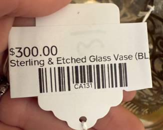 Sterling & Etched Glass Vase (BL)