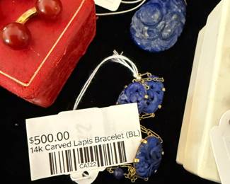 14k Carved Lapis Bracelet (BL)