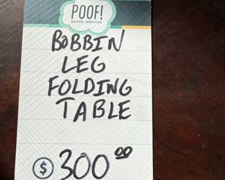Bobbin Leg Folding Table