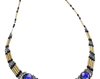 Vintage Bamboo Black Obsidian Stone