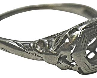 Ornate White Gold or Silver Ringno Stone