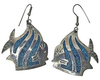 Alpaca Sterling Silver Fish Earrings