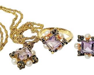 Amethyst Rhinestone Jewelry Set