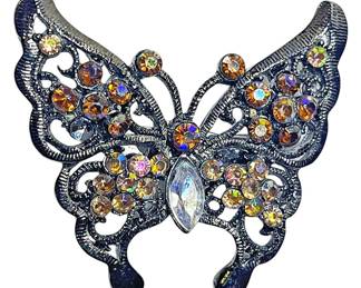 Vintage Butterfly Rhinestone Brooch