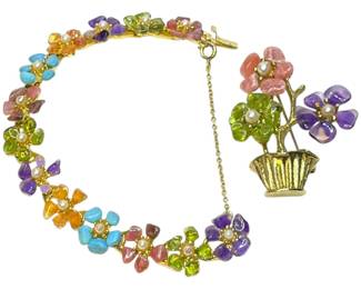Swoboda Gemstone Bracelet Brooch