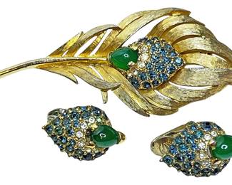 Marcel Boucher Peacock Brooch Earrings