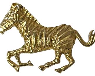 Textured Gold Tone Zebra Brooch