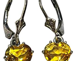 SterlingCitrine Heart Shaped Earrings