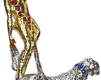 Vintage Erte Art Deco L Brooch