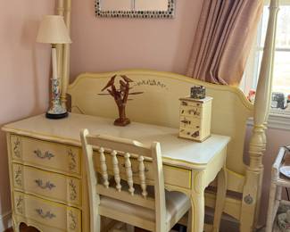 French Provincial double bed & desk w/chair