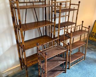 Vintage bamboo shelves