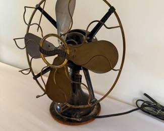 Antique fan w/brass blades