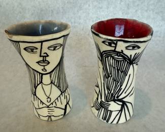 Modern painted pottery cups