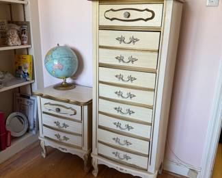 French Provincial lingerie chest & night stand